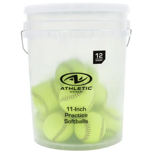 Athletic Works Set of 12 Softballs in 5-Gallon Bucket, 11-inch, Yellow