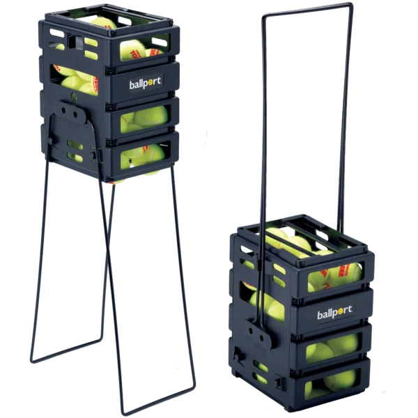 Tourna Mini Ballport Tennis Ball Pick Up Hopper - Holds 36 Balls - Black