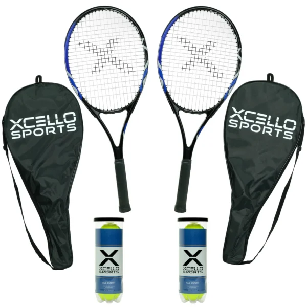 Xcello Sports 2-Player Aluminum Youth Tennis Racket Set
