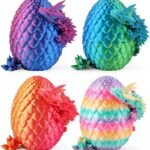 8" 3D Printed Dragon Eggs, Mystery Crystal Dragon Egg For Easter Basket Stuffers, Unique Easter Toys & Decor, Fantasy Tabletop Decor For Kids & Collectors (4 Pack)