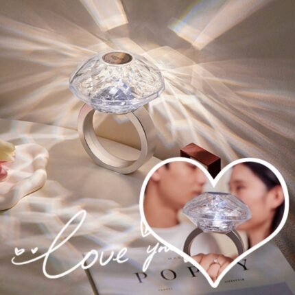 Diamond Ring Projector Lamp Decor Small Night Lamp Ambient Night Light Creative Dimmable Home Bedroom Decoration